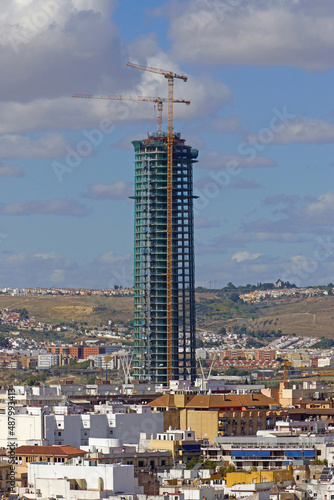 Sevilla (Spain). Construction of the Pelli Tower in Seville