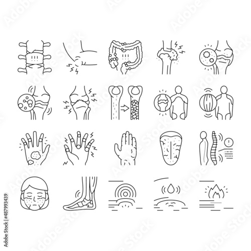 Rheumatology Disease Problem Icons Set Vector .