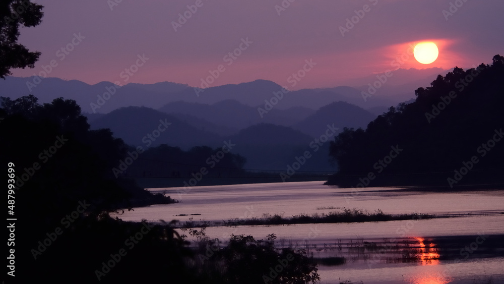 Fototapeta premium tropical river landscape in the twilight time.
