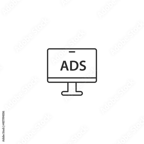 Advent ad publication advertsing media line icon. News screen display marketing