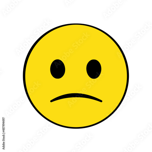 Sad face emoji. Isolated. Vector. Cartoon