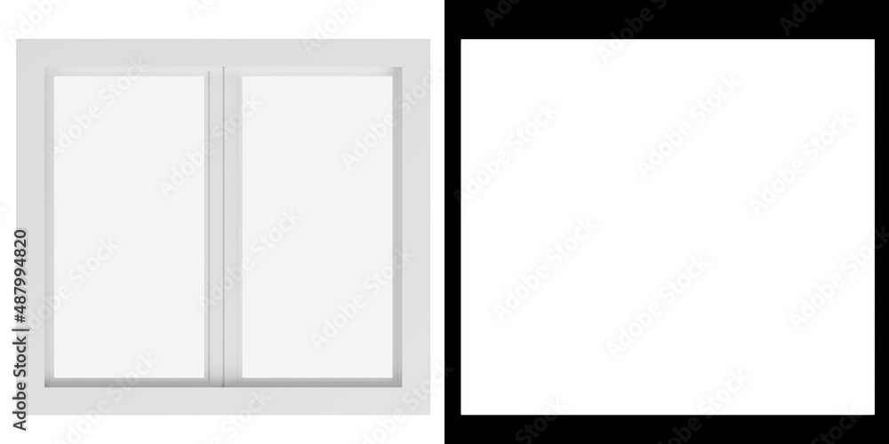 3D rendering illustration of a double flat window 3D rendering illustration of a double flat window