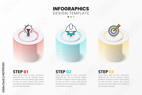 Infographic template with icons and 3 options or steps. Column