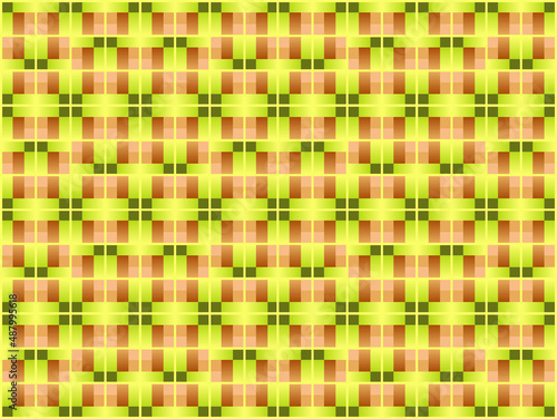 Vector background image with tartan fabric pattern with lemon green, salmon squares