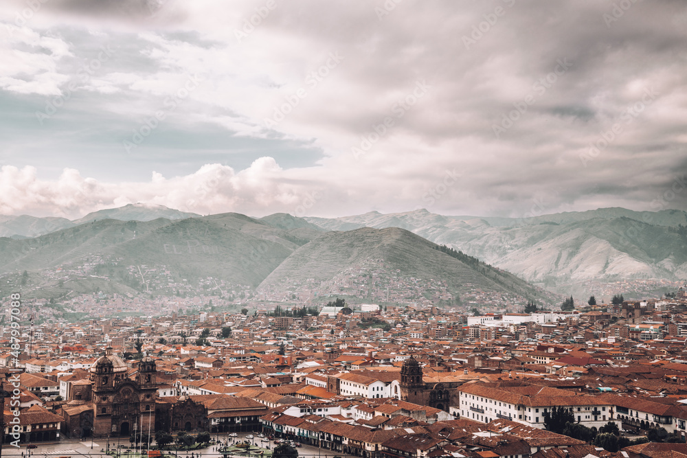 view from the top of the city. Cusco Peru