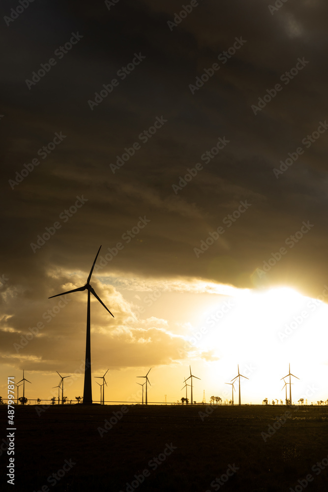 Obraz premium wind turbines at sunset 2