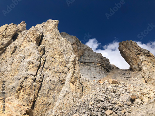 View of italian dolomiti against the blue sky in Alto Adige  Italy