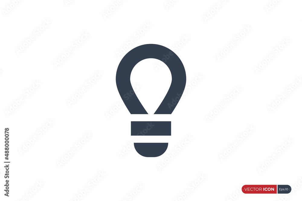 Simple Light Bulb Icon isolated on White Background. Flat Vector Icon Design Template Element. Simple Light Bulb Icon isolated on White Background. Flat Vector Icon Design Template Element.