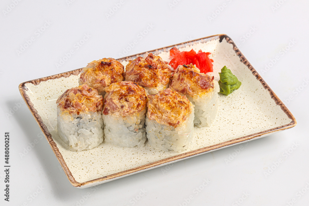 Baked sushi roll with tuna Baked sushi roll with tuna