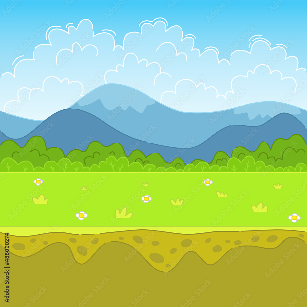 Seamless game background. Forest landscape for game design. Seamless game background. Forest landscape for game design.