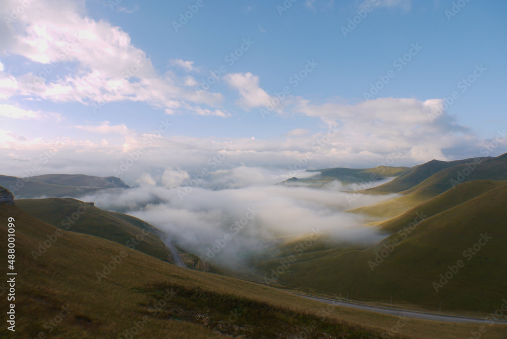 clouds among the peaks of the mountain range of the 