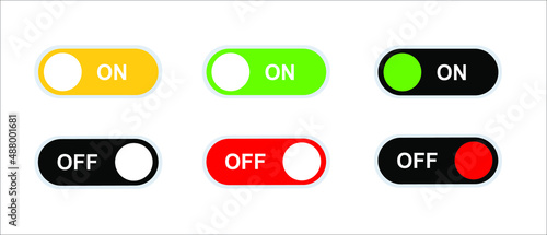 Modern web template with blue switch on off on black background. Switch on off for web design. Vector template. Vector design. Electric power. Design element. Business circle. Modern design.