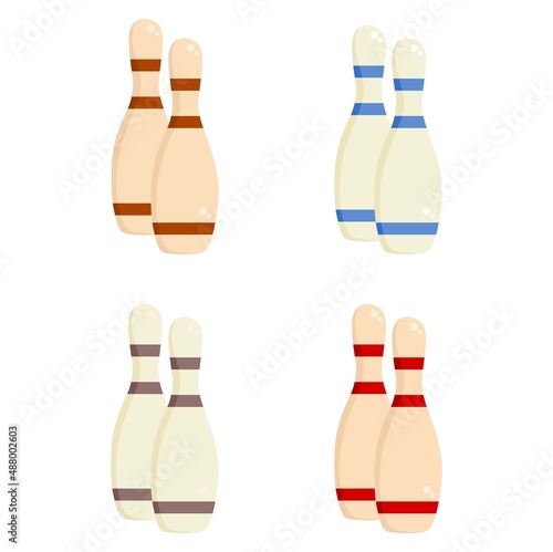 Vector illustration set of two bowling pins for bowling, perfect for sports advertising