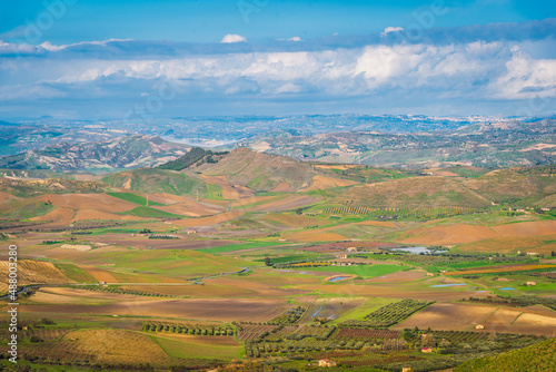 Panorama from Mazzarino Medieval Castle, Caltanissetta, Sicily, Italy, Europe