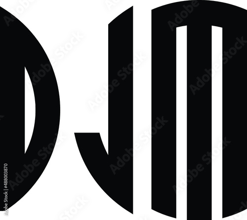 Title: DJM Letter logo design with a circular shape vector in illustration. photo