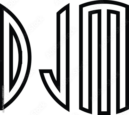 Title: DJM Letter logo design with a circular shape vector in illustration.