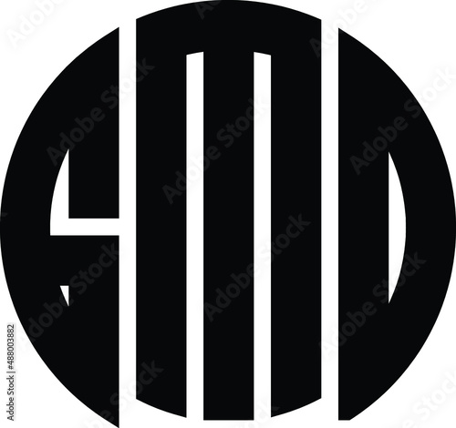 Title: GMD Letter logo design with a circular shape vector in illustration.