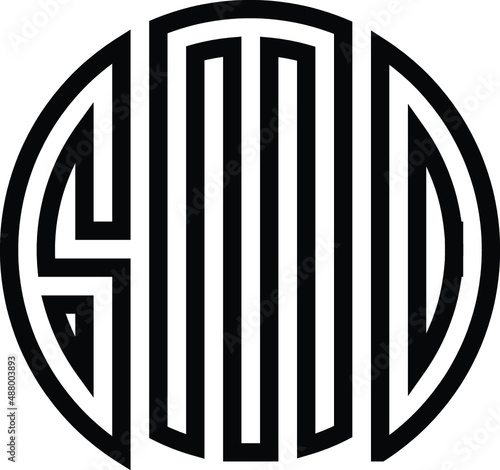 Title: JMD Letter logo design with a circular shape vector in illustration.