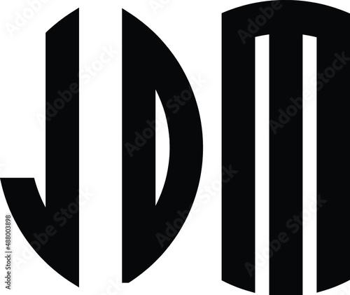 Title: JDM Letter logo design with a circular shape vector in illustration.