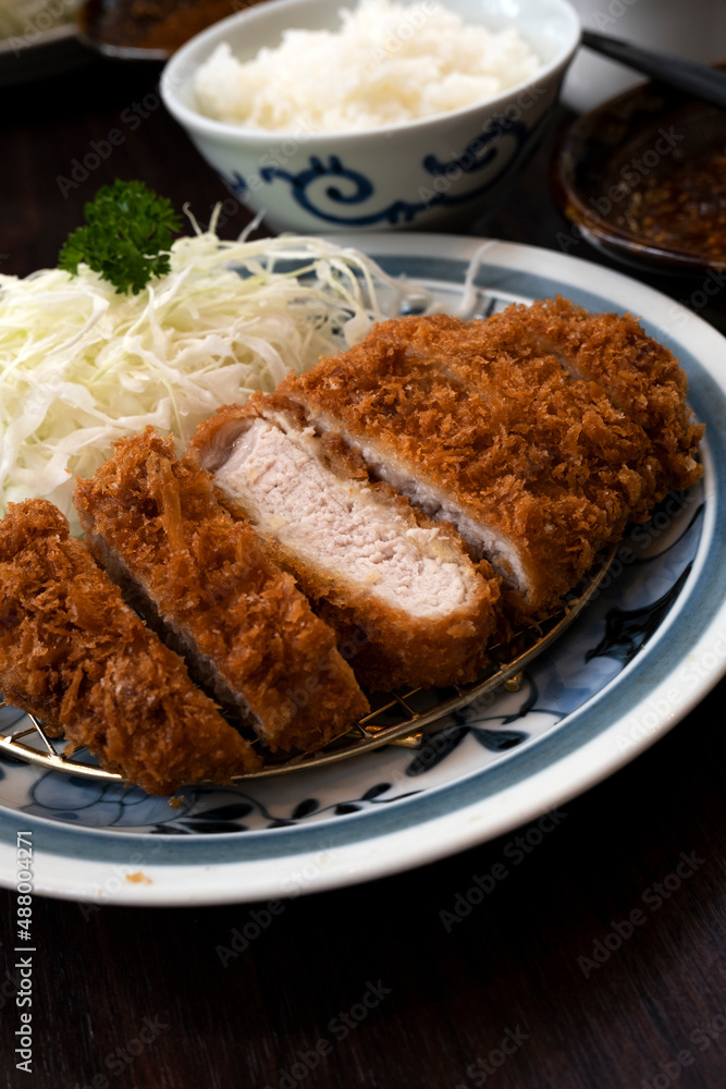 Japanese Set Meal, Tonkatsu Pork Cutlet with Rice Japanese Set Meal, Tonkatsu Pork Cutlet with Rice