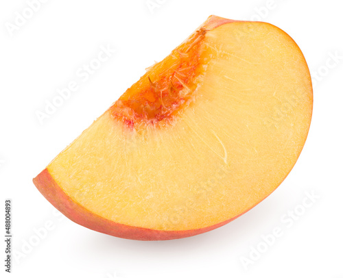 Piece of nectarine isolated on white background. clipping path
