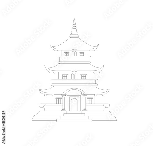 ANCIENT JAPANESE AND CHINESE PAGODA EASTERN RELIGIOUS BUDDHIST SYMBOL