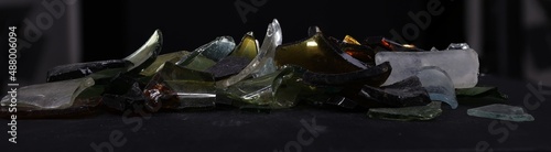 High resolution broken glass shard - macro, alpha black background