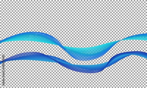 Vector blue water wave layer shape wavy pattern concept on transparent background blend design style illustration.