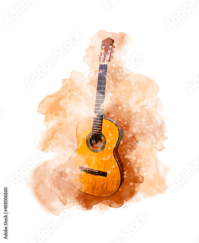 Guitar music illustration with abstract effects.