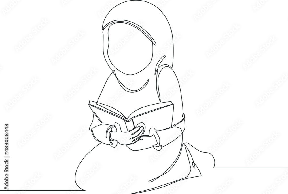 Muslim woman is reading Al – Qur’an after pray in Ramadan. Ramadan Kareem. Muslim family. Ramadan activity. Vector illustration. Muslim woman is reading Al – Qur’an after pray in Ramadan. Ramadan Kareem. Muslim family. Ramadan activity. Vector illustration.