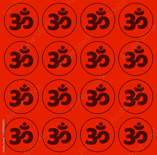Om icon on orange background. Om typography.