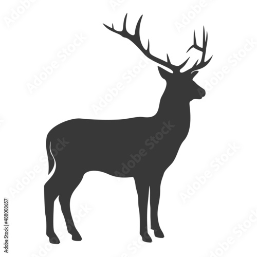 Deer silhouette, icon. Vector illustration on a white background.