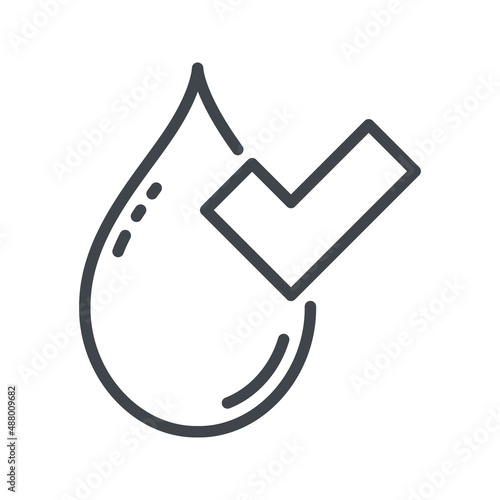 Liquid drop line icon isolated on transparent background.
