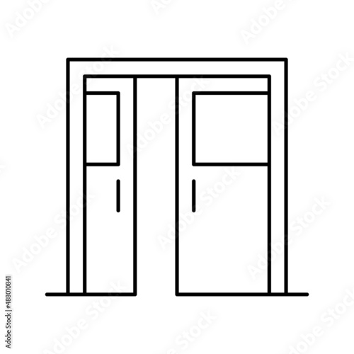 sliding double door line icon vector illustration