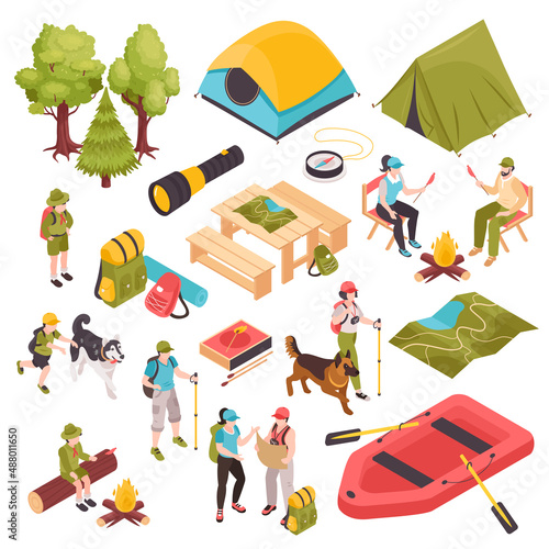 Hiking Camping Icon Set