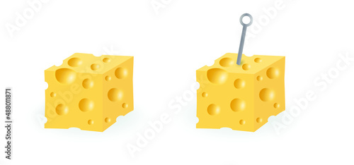 Piece of cheese icon or symbol. texture of the cheese with holes. Vector fresh yellow food or snacks background. Cheese seamless pattern pictogram. Cross-section, Cheese slices banner.