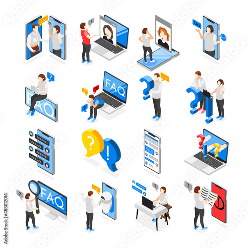 Frequently Asked Questions Isometric Icons