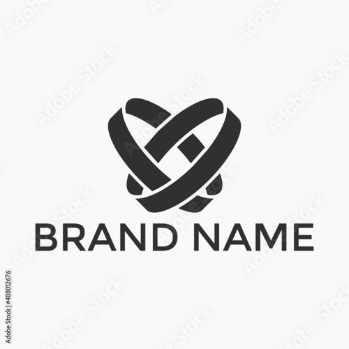 Luxury Jewelry love shaped wedding ring logo design