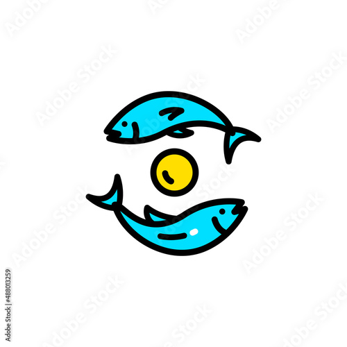 Fish oil icon. Line style cod liver oil sign. Fat oil drop.