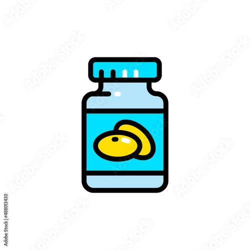 Vitamin capsule, pill template, outline icon