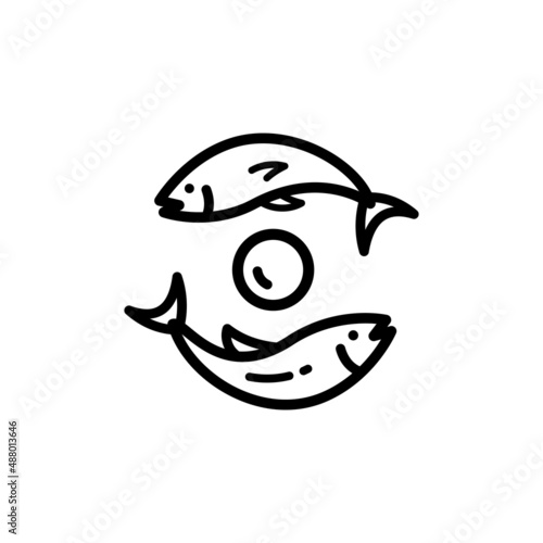 Fish oil icon. Line style cod liver oil sign. Fat oil drop.