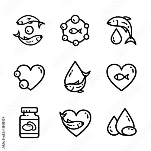 Omega 3 icon logo design. Fish oil vector design