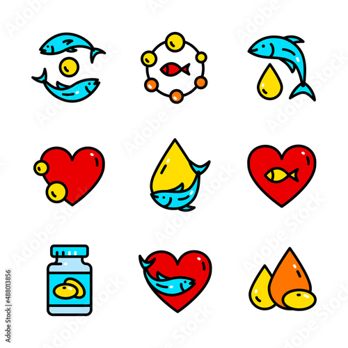 Omega 3 icon logo design. Fish oil vector design