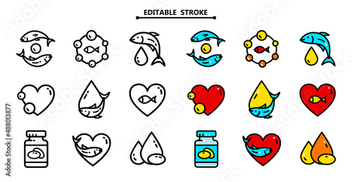 Omega 3 icon logo design. Fish oil vector design