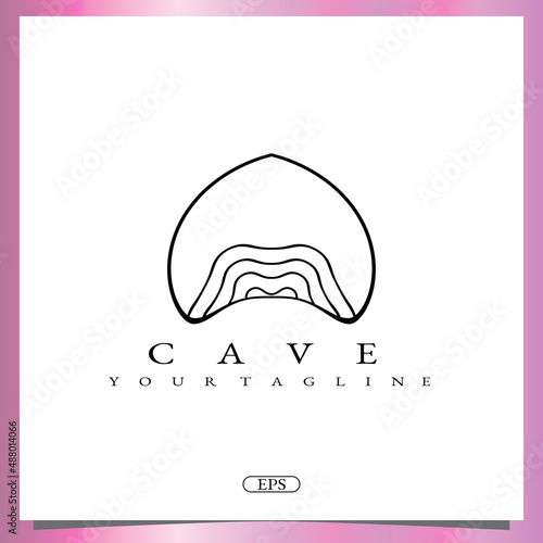 outline cave logo premium elegant template vector eps 10