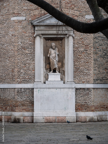 Statue of Saint Paul at the Church of San Polo or Chiesa Rettoriale di San Polo in Venice, Italy photo