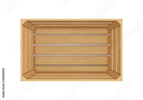Vector realistic cargo storage wooden box isolated on white background. Wooden fruit box with holes. Box for storage and transportation of food.