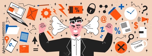 Professional Burnout Syndrome Flat Composition