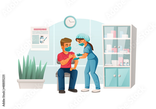 Vaccination Cartoon Illustration