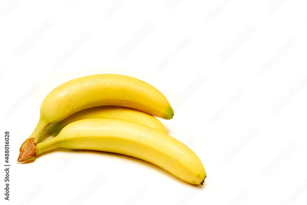 bananas isolated on white background with space for text, bunch of three bananas